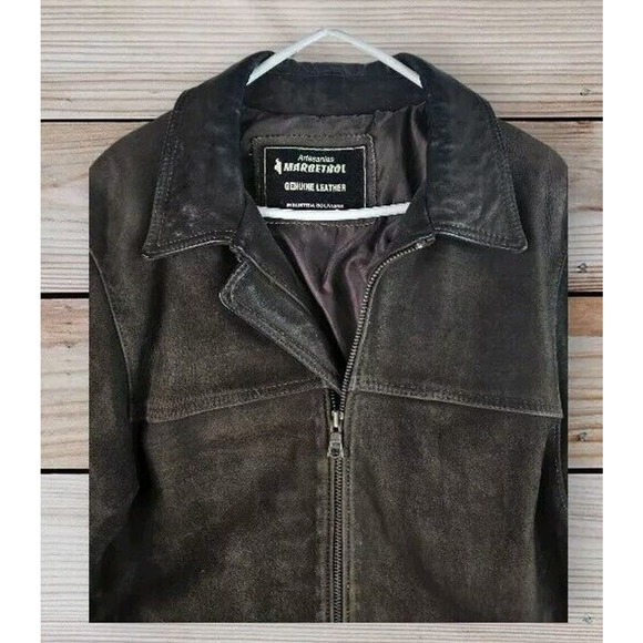 VTG Bolivian Leather Jacket‎ Size M Brown Pit To Pit 22 In, Length 27 In. - Picture 4 of 10